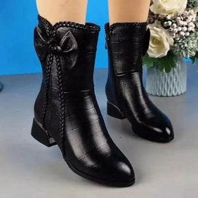 Bota Bella feminina de couro aveludada para o inverno